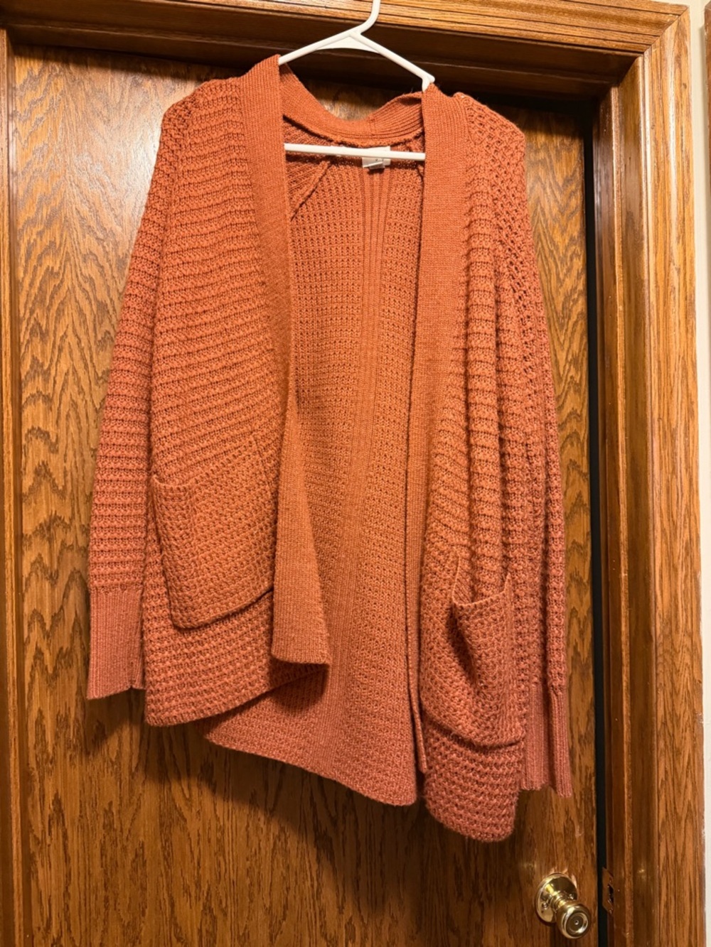 a new day Open-Front Chunky Cardigan Sweater - Rust Orange